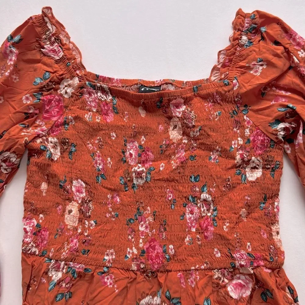 Art Class Girls Sweet Potato Orange Floral Dress Size XL (14/16)